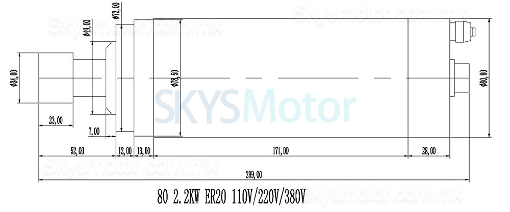 Kit de motor de husillo refrigerado por agua 2,2 kW, 220V/380V, Huajiang-2.2+H100-2.2C2/S2/T4 con variadores de frecuencia, bomba de agua, 13 pinzas ER20 y soporte